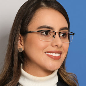 Black Rectangle Half Rim Unisex Eyeglasses by Lenskart Air Online-131950