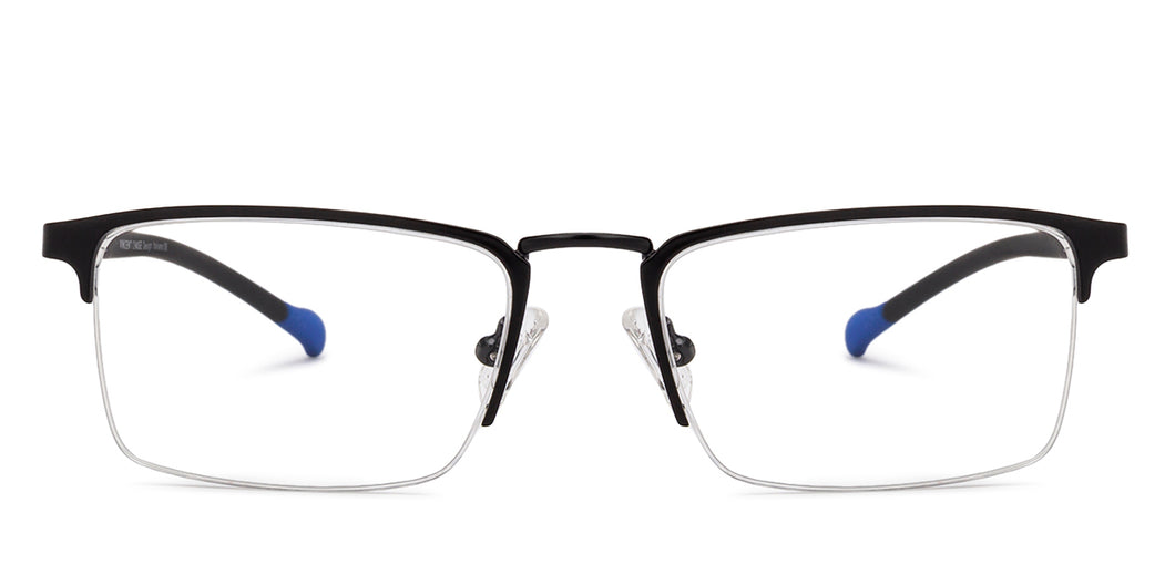 Black Rectangle Half Rim Unisex Eyeglasses by Lenskart Air Online-131950