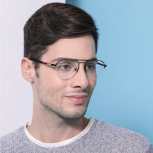 Load image into Gallery viewer, Black Aviator Half Rim Unisex Eyeglasses by Vincent Chase Essentials-131962