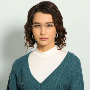 Silver Rectangle Rimless Unisex Eyeglasses by Lenskart Air Online-138551