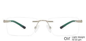 Silver Rectangle Rimless Unisex Eyeglasses by Lenskart Air Online-138551