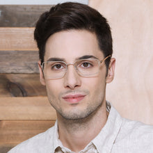 Load image into Gallery viewer, Gold Rectangle Full Rim Unisex Eyeglasses by Vincent Chase-132011