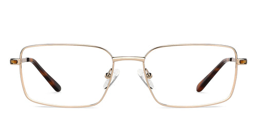 Gold Rectangle Full Rim Unisex Eyeglasses by Vincent Chase-132011