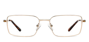 Gold Rectangle Full Rim Unisex Eyeglasses by Vincent Chase-132011