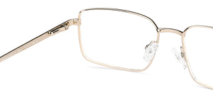 Gold Rectangle Full Rim Unisex Eyeglasses by Vincent Chase-132011