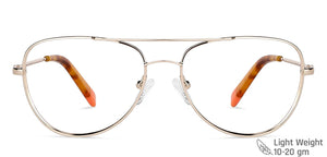 Gold Aviator Full Rim Women Eyeglasses by Vincent Chase VC-132013
