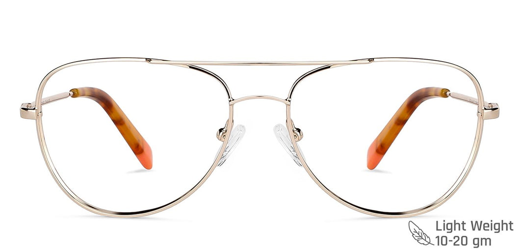Gold Aviator Full Rim Women Eyeglasses by Vincent Chase VC-132013