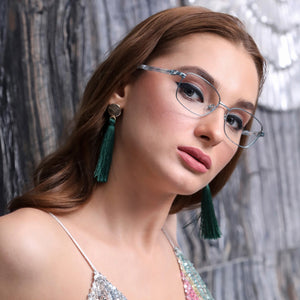 Blue Rectangle Full Rim Women Eyeglasses by Vincent Chase Online-132015