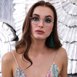 Rose Gold Round Full Rim Women Eyeglasses by Vincent Chase Online-132018