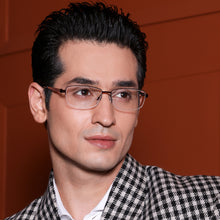 Load image into Gallery viewer, Brown Rectangle Half Rim Unisex Eyeglasses by Vincent Chase VC-132022