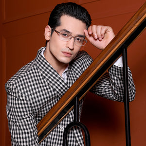 Brown Rectangle Half Rim Unisex Eyeglasses by Vincent Chase VC-132022