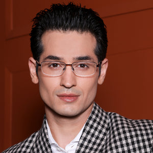 Brown Rectangle Half Rim Unisex Eyeglasses by Vincent Chase VC-132022