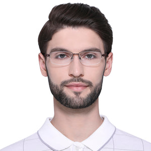 Brown Rectangle Half Rim Unisex Eyeglasses by Vincent Chase VC-132022
