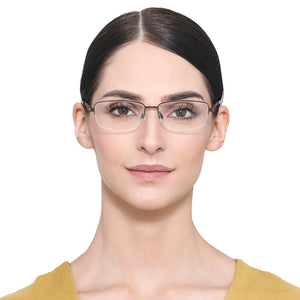 Brown Rectangle Half Rim Unisex Eyeglasses by Vincent Chase VC-132022