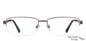Brown Rectangle Half Rim Unisex Eyeglasses by Vincent Chase VC-132022