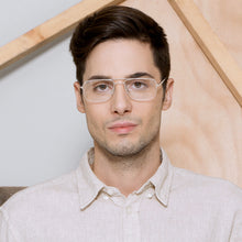 Load image into Gallery viewer, Gold Geometric Half Rim Unisex Eyeglasses by Vincent Chase Essentials-132026