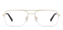 Load image into Gallery viewer, Gold Geometric Half Rim Unisex Eyeglasses by Vincent Chase Essentials-132026