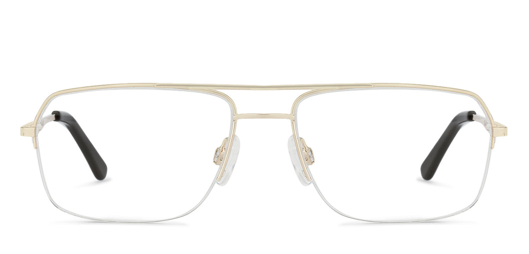 Gold Geometric Half Rim Unisex Eyeglasses by Vincent Chase Essentials-132026