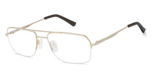 Load image into Gallery viewer, Gold Geometric Half Rim Unisex Eyeglasses by Vincent Chase Essentials-132026