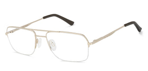 Gold Geometric Half Rim Unisex Eyeglasses by Vincent Chase Essentials-132026