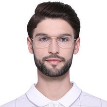 Load image into Gallery viewer, Gold Geometric Half Rim Unisex Eyeglasses by Vincent Chase Essentials-132026