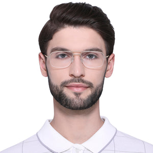 Gold Geometric Half Rim Unisex Eyeglasses by Vincent Chase Essentials-132026