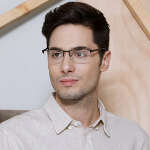 Black Rectangle Half Rim Unisex Eyeglasses by Vincent Chase Essentials-132027