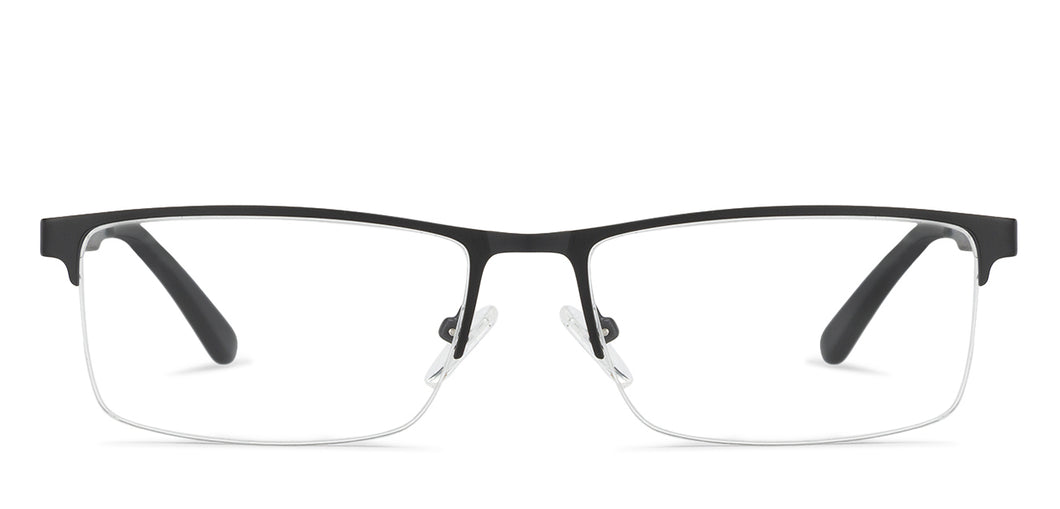 Black Rectangle Half Rim Unisex Eyeglasses by Vincent Chase Essentials-132027