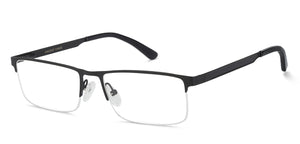 Black Rectangle Half Rim Unisex Eyeglasses by Vincent Chase Essentials-132027
