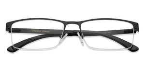Black Rectangle Half Rim Unisex Eyeglasses by Vincent Chase Essentials-132027