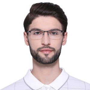 Black Rectangle Half Rim Unisex Eyeglasses by Vincent Chase Essentials-132027
