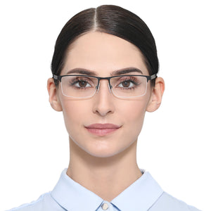 Black Rectangle Half Rim Unisex Eyeglasses by Vincent Chase Essentials-132027