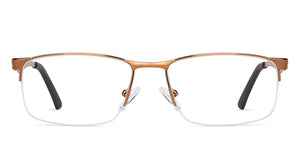 Copper Rectangle Half Rim Unisex Eyeglasses by Vincent Chase-150988