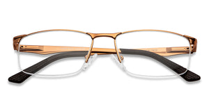 Copper Rectangle Half Rim Unisex Eyeglasses by Vincent Chase-150988