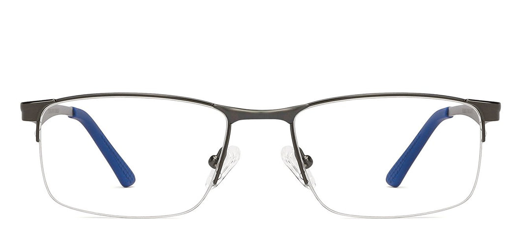Gunmetal Rectangle Half Rim Unisex Eyeglasses by Vincent Chase Computer Glasses-142741