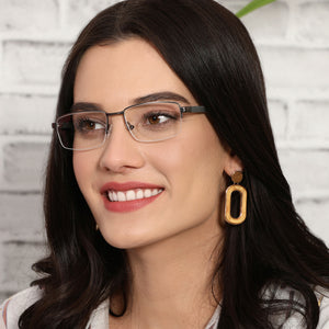 Grey Rectangle Half Rim Unisex Eyeglasses by Lenskart Air Online-132038