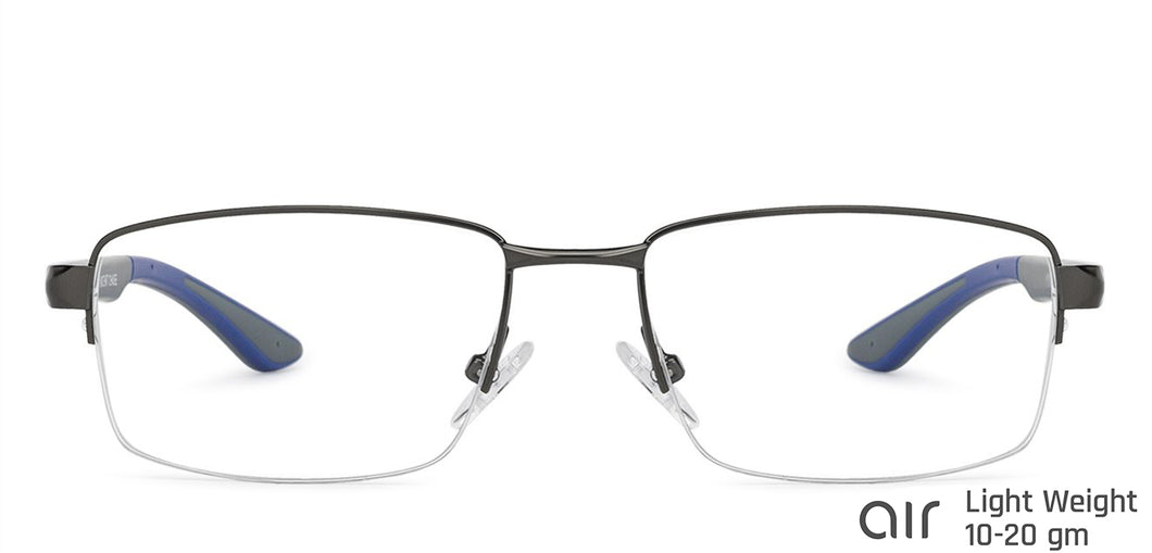 Grey Rectangle Half Rim Unisex Eyeglasses by Lenskart Air Online-132038
