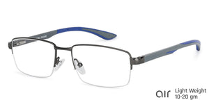 Grey Rectangle Half Rim Unisex Eyeglasses by Lenskart Air Online-132038