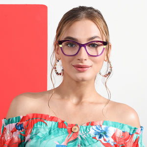 Purple Cat Eye Full Rim Wide Women Eyeglasses by Vincent Chase Online-132678