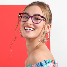 Load image into Gallery viewer, Purple Cat Eye Full Rim Wide Women Eyeglasses by Vincent Chase Online-132678