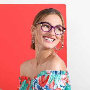 Purple Cat Eye Full Rim Wide Women Eyeglasses by Vincent Chase Online-132678