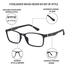 Load image into Gallery viewer, Black Rectangle Full Rim Unisex Eyeglasses by Lenskart Air Online-132695