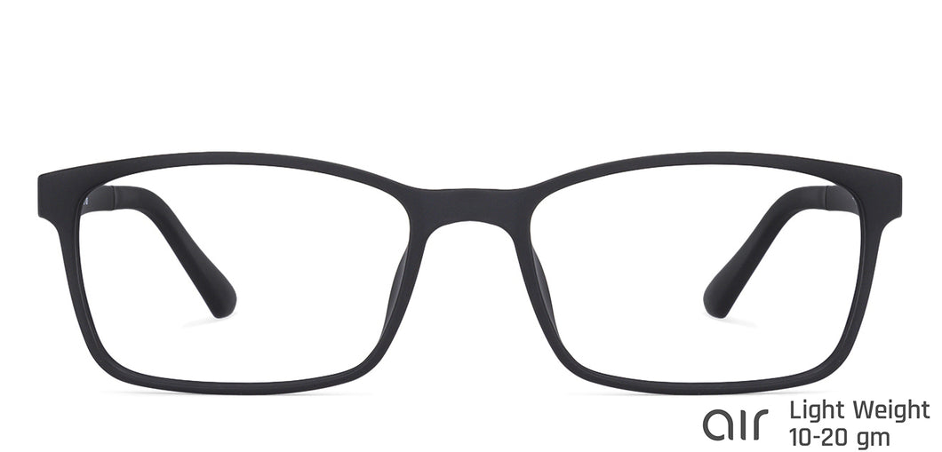 Black Rectangle Full Rim Unisex Eyeglasses by Lenskart Air Online-132695