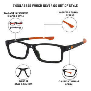 Black Rectangle Full Rim Unisex Eyeglasses by Lenskart Air Online-134405