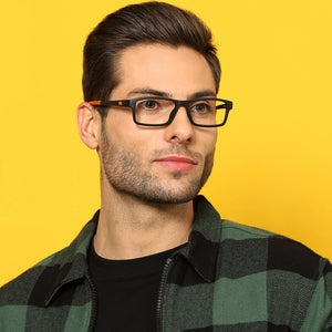 Black Rectangle Full Rim Unisex Eyeglasses by Lenskart Air Online-134405