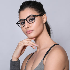 Black Rectangle Full Rim Unisex Eyeglasses by Lenskart Air Online-134414