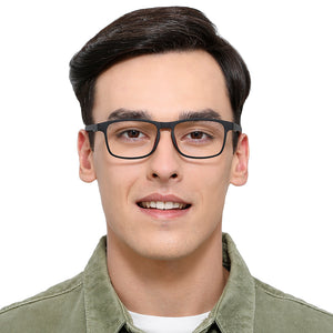 Black Rectangle Full Rim Unisex Eyeglasses by Lenskart Air Online-134414