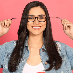 Black Rectangle Full Rim Unisex Eyeglasses by Lenskart Air Online-134430