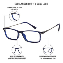 Load image into Gallery viewer, Blue Rectangle Full Rim Unisex Eyeglasses by Lenskart Air Computer Glasses-148088