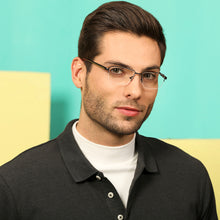 Load image into Gallery viewer, Black Rectangle Half Rim Unisex Eyeglasses by Lenskart Air Online-134440